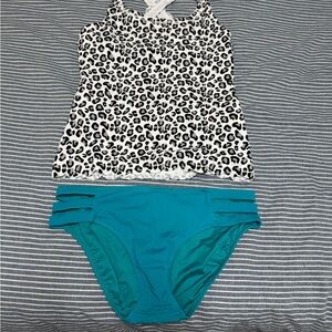 KIAVA tankini - leopard and teal